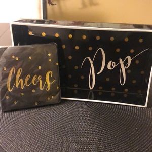 Pop decorative tray & Cheers napkins set